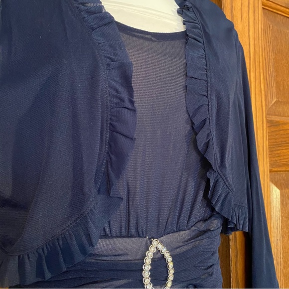 Sangria 2pc Womens Navy Blue Lace Fit and Flare Dress size 8. - Picture 3 of 12